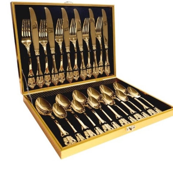 Other - 24-Piece Gold Flatware Silverware Set,18/10 Heavy Duty Stainless Steel Flatware